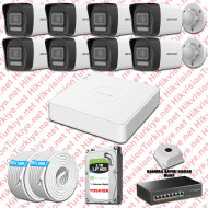 Hikvision 08 İp Kameralı 4mp Hibrit Colorvu Kamera Seti